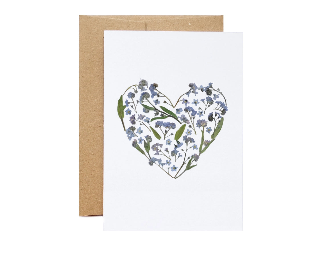 Handmade Forget Me Not Floral Pressed Greeting Card -Halifax Nova Scotia