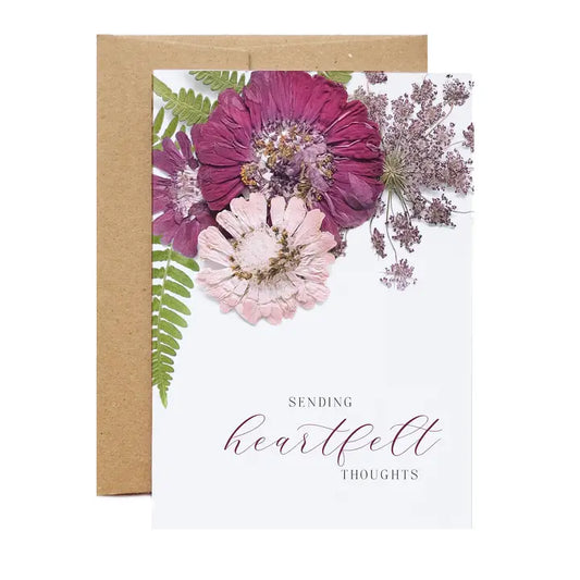 Handmade Sending Heartfelt Thoughts Floral Pressed Greeting Card- Halifax Nova Scotia