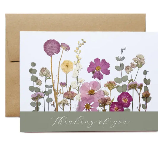 Handmade Thinking Of You Floral Pressed  Greeting Card- Halifax Nova Scotia
